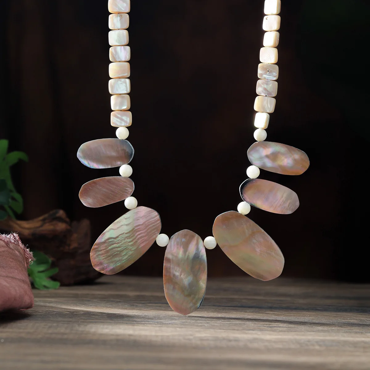 

Nature Abalone gray green sea Shell necklace unique style handmake necklace women's necklace