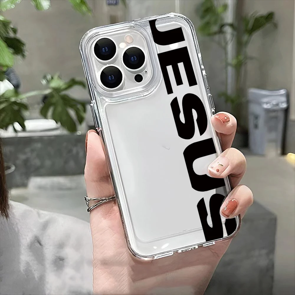 JESUS clear Phone Case for iPhone16Pro Max 16Pro 16Plus 16 15 Pro Max 15Pro 15 13 13Pro 14 12 11Pro Max Plus
