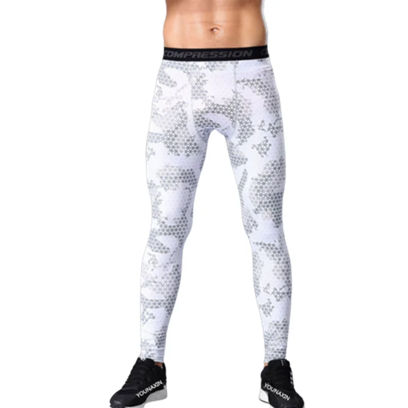 Men Leggings Skinny Long Pants Running Yoga Sports Gym Fitness Boy Training Basketball Base Layer Camouflage Trousers Quick Dry