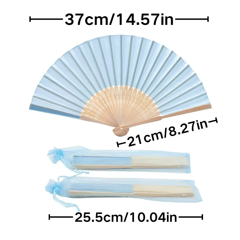 15/45pcs Blue/Pink Paper Folding Fans with Organza Bags & Thank You Bow Tags Wedding Party Favor Gift Set YMY