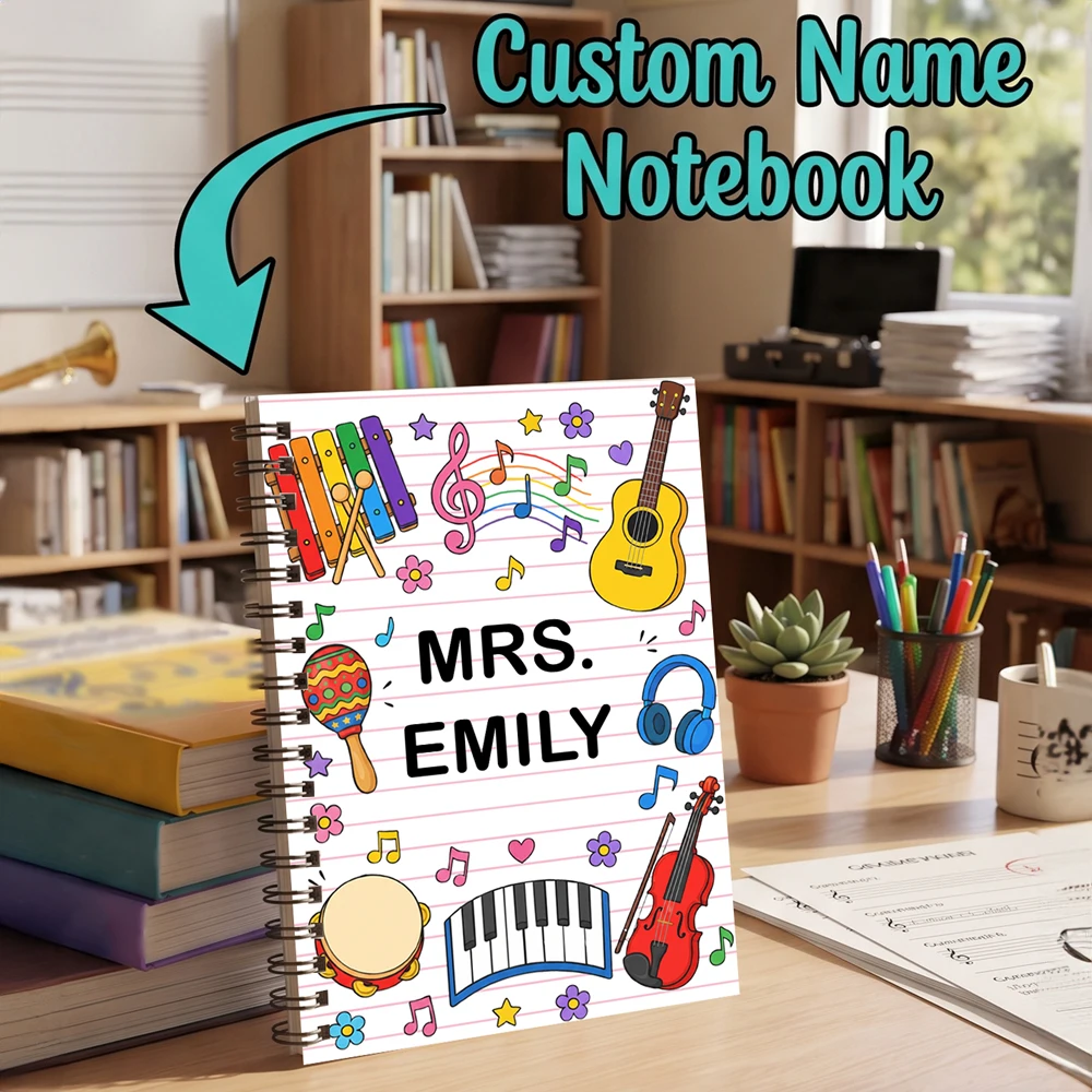 Custom Name Text Spiral Notebo - огляд і ціна Musical Instrument With Names