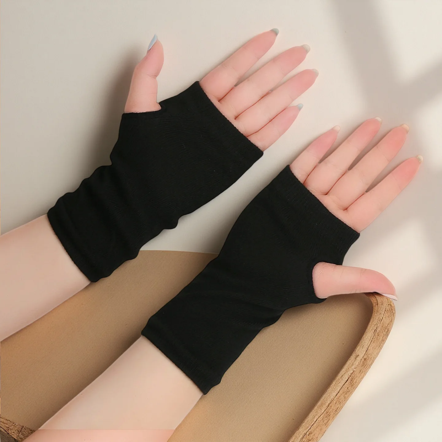 Neue Halbfinger-Sport-Handschuhe mit offenen Fingern, gestrickt, kurz, für Herren und Damen, Herbst/Winter, dünne DIY-Armabdeckung – Detail 4
