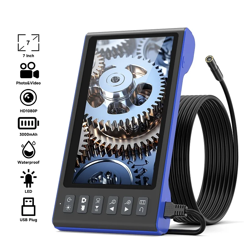 7 Inch IPS Screen Borescope Camera HD1080P Single Dual Triple Lens HD1920P 5MP Autofocus USB Car Inspection Endoscope Take Photo