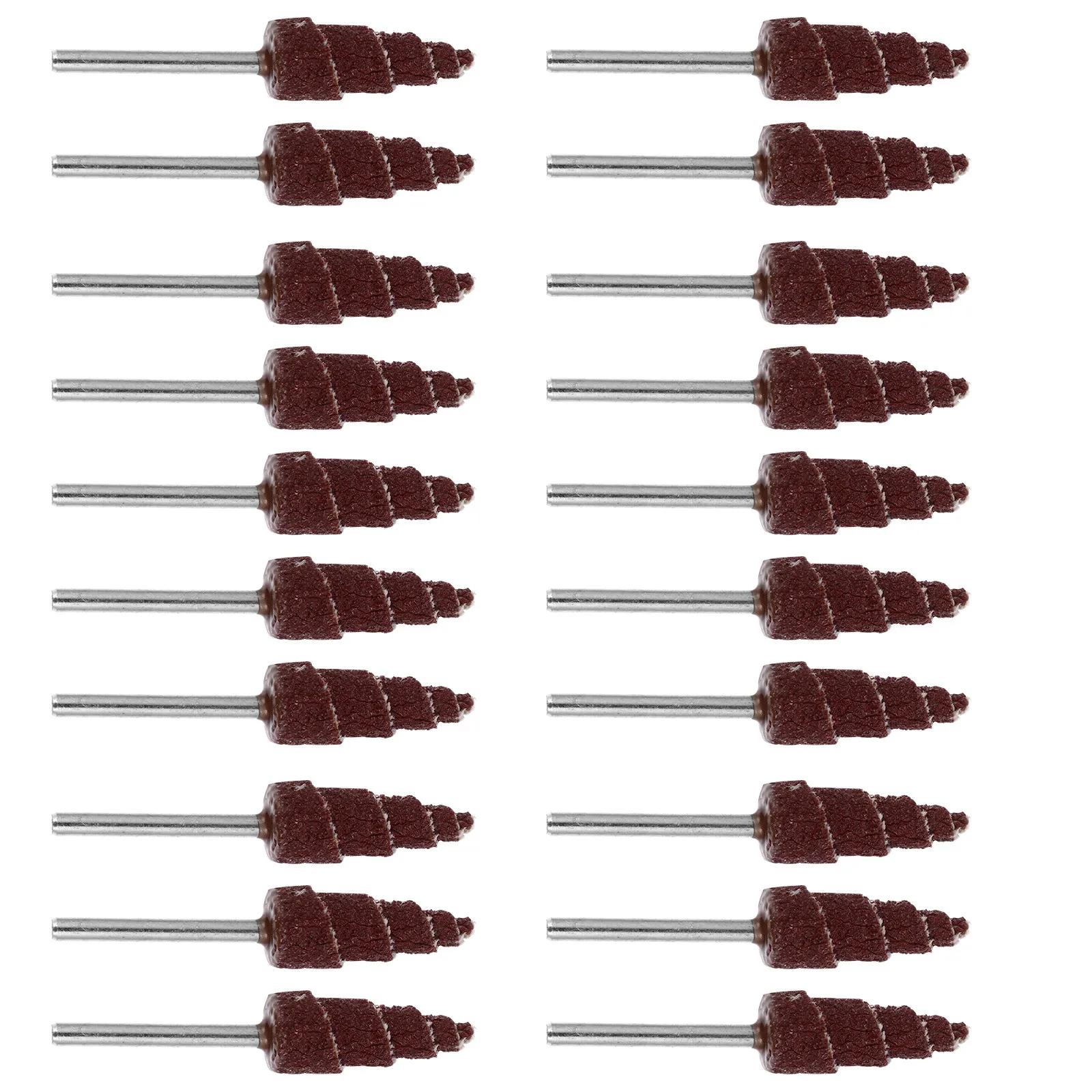 20Pcs Cone Shape Abrasive Flap Wheel with Metal Handle for Deburring Polishing Sanding on Corners Grooves Edges Rotary Tool