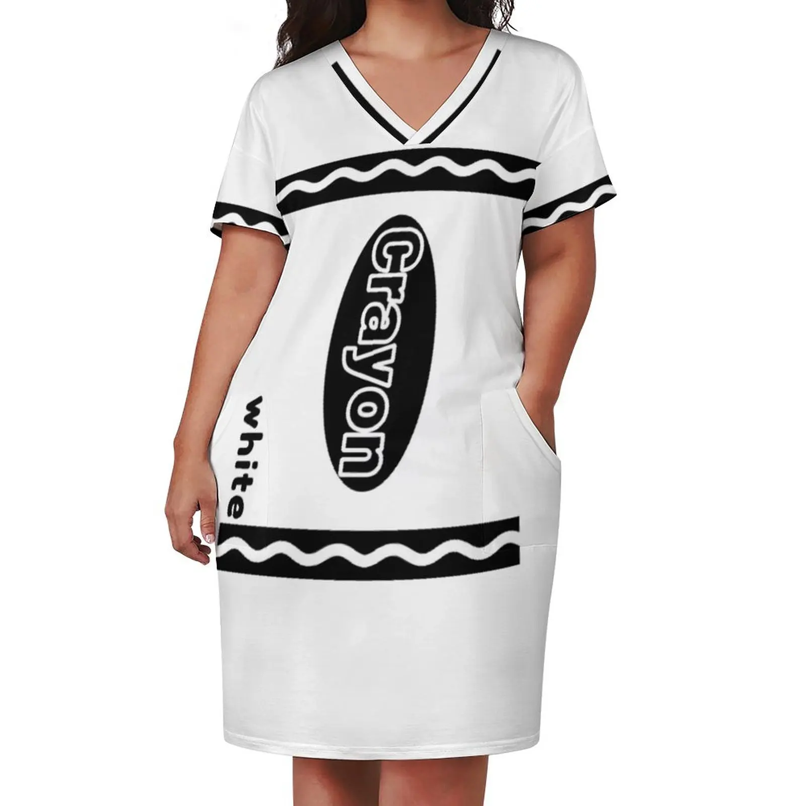 White Crayon Box Halloween Crayon Costume Couples Group 2020 Essential Loose Pocket Dress sensual sexy dress for women