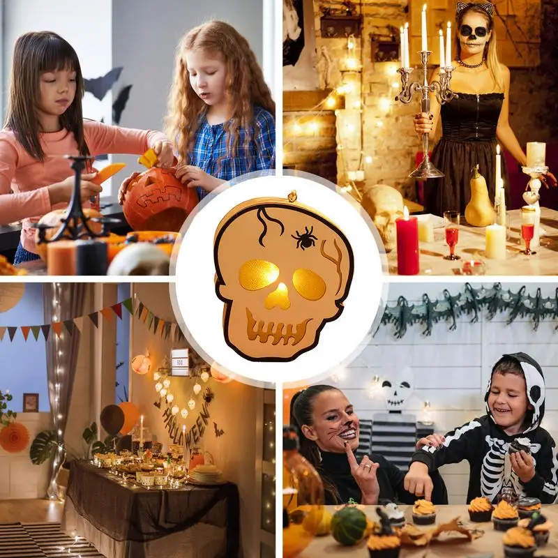 Lampu labu lampu dekorasi Halloween lampu malam Indah aman dapat digunakan kembali indah Halloween lampu labu kecil untuk keluarga