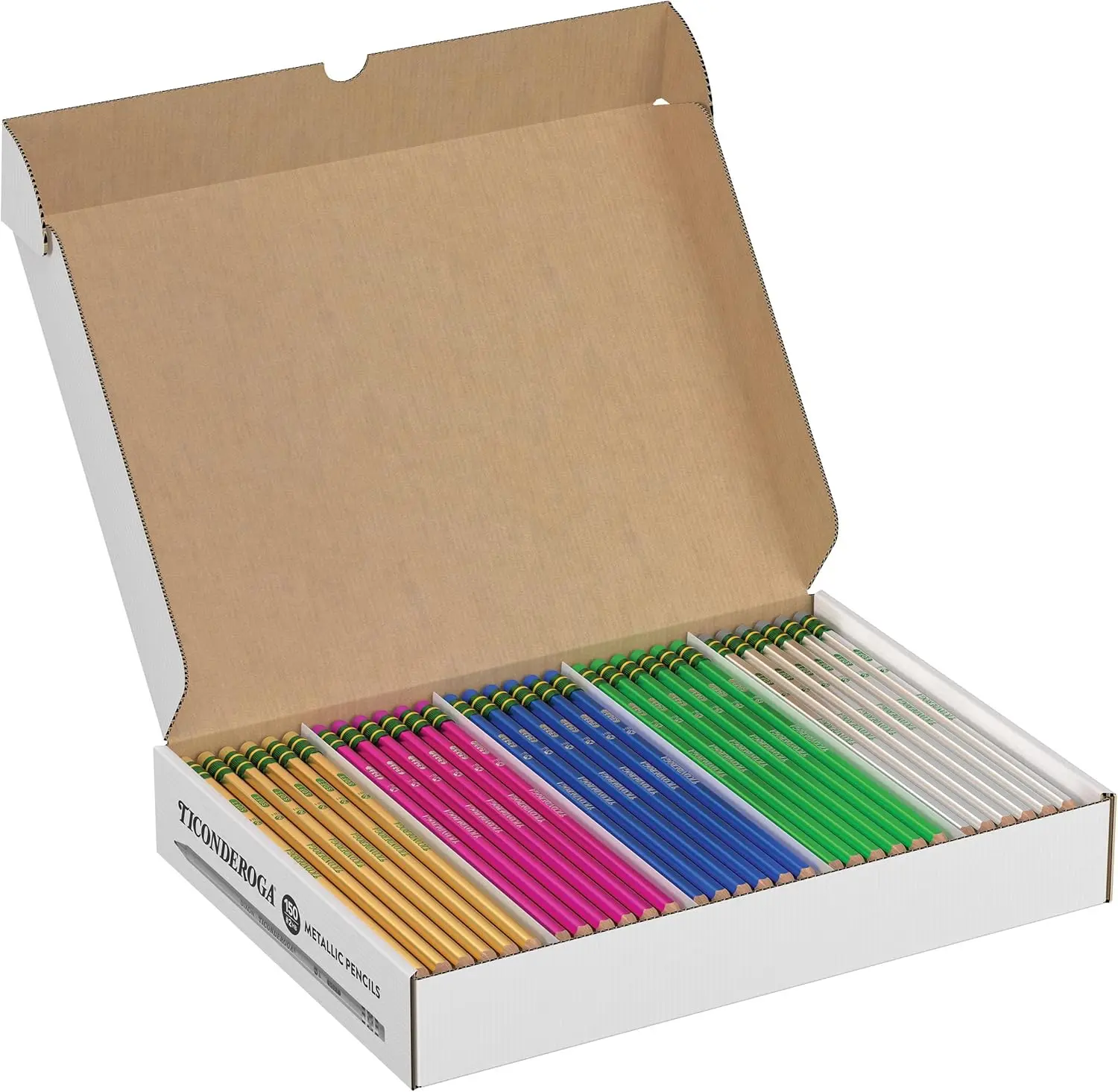 Metallic #2 HB Pencils, Pre-Sharpened, 150 Count, Smooth Writing, Secure Eraser