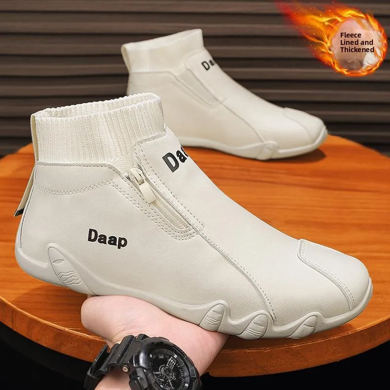 

Зима Cotton oes DM99 Fce Lined High Top Sau Удобная мужская одежда на пять пальцев на молнии Lazy oes Casual Faion