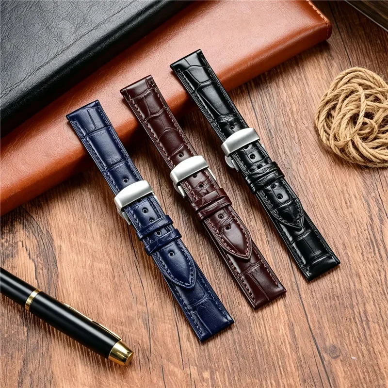 Alligator Genuine Leather Strap 12 14 16 18 19 20 21 22mm Crocodile Skin Watch Band Bracelet for Cartier Longines Tissot IWC