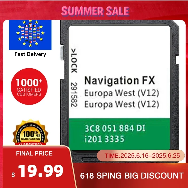 

SD-карта 3C 8051884 Программное обеспечение Navi для навигационной видеосъемки DI Navigation V12 Europe RNS 310 для оригинального обновления VW