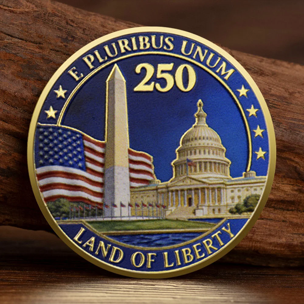 1776-2026 250 Years of Freedom Gold Plated Souvenir Coin E Plurbus Unum Land of Liberty Collection Coin