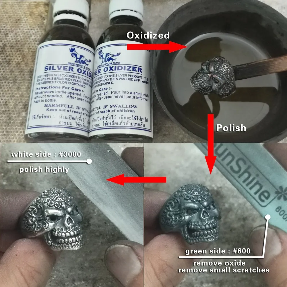 Details Blue CZ Eyes 925 Sterling Silver High Skull Ring Biker Punk Jewelry TA126 US Size 7~15 BZ - view 4