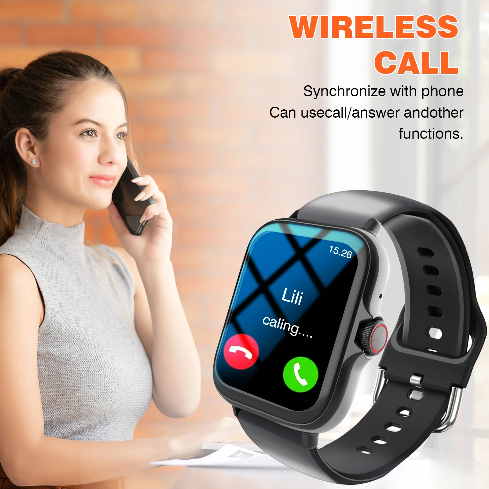 ساعة ذكية جديدة تمامًا، مكالمات بلوتوث، تذكير بالرسائل، تصوير عن بعد، مناسبة لهواتف iPhone وAndroid