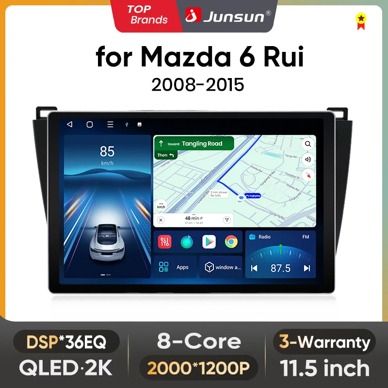 Junsun 11,5 Zoll QLED Android Wireless CarPlay Auto Autoradio für Mazda 6 Rui GH 2008–2015 Intelligente Systeme DSP SWC RDS GPS