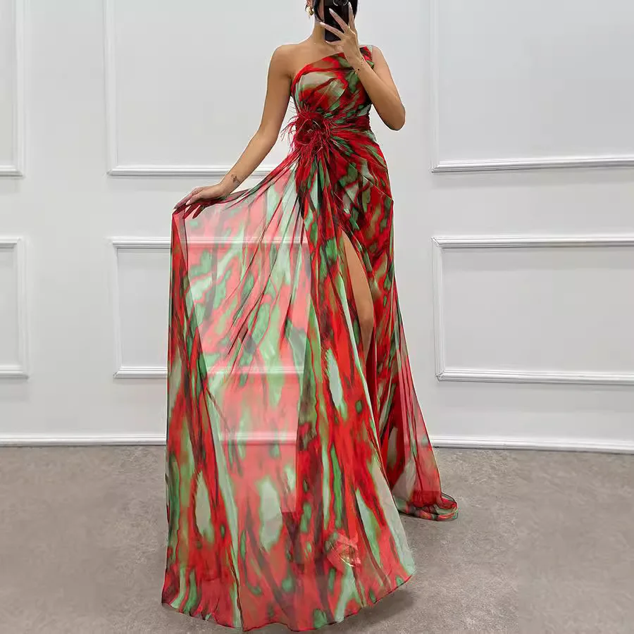 2023 Lente Vrouwen Chiffon Jurk Print Mouwloze Casual Jurk Boheemse Jurk Vrouwelijke Zomer Vakantie Mode Strand Dame Kleding