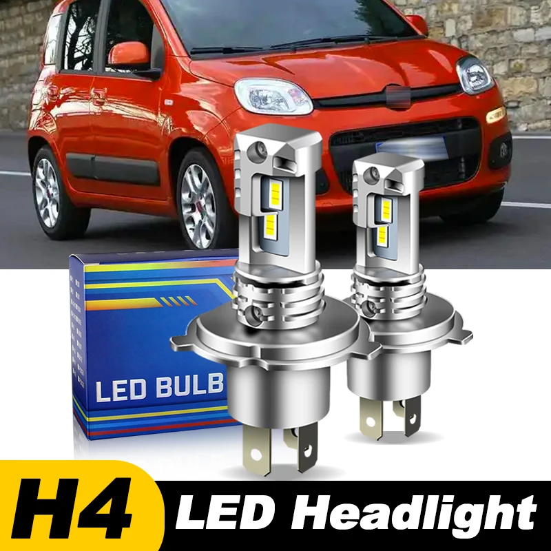 1pc/2Pcs For Fiat Panda 1982-2003-2010-2012-2023 Car Headlamp H4 9003 High Power LED Headlight Hi/Low Beam Bulbs Canbus 6000k