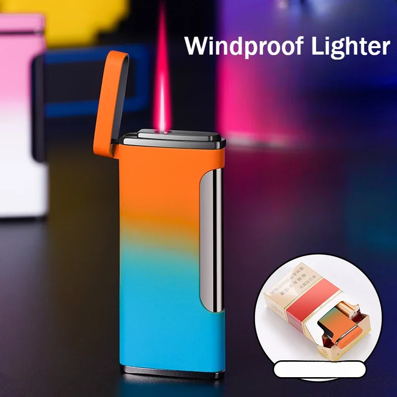 

New Gradient Color Direct-flush Inflatable Lighter Windproof Flame Cycle Inflatable Lighter Men's Cigarettes Accessories