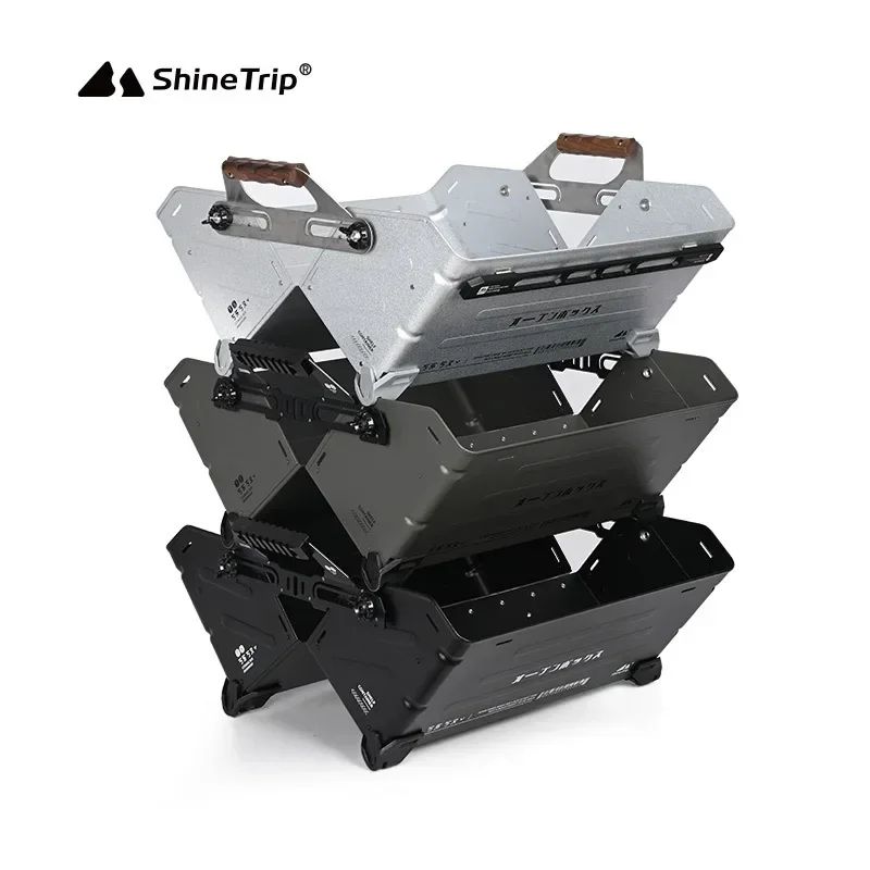 ShineTrip Outdoor Multi Functional Camping Storage Box Capacity Aluminum Box With Stackable Tactical Wind Splicing Opening Box