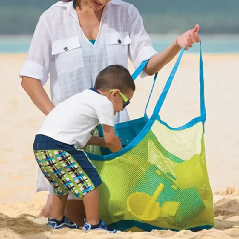 

Children Sand Away Protable Mesh Bag Kids Bath Toys Storage Bags Swimming Large Beach Bag for Towels Women Cosmetic Makeup Bag