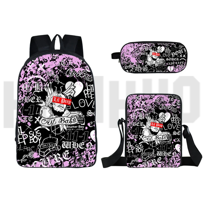 

Top Quality Anime Lil Peep Rucksack 3D Print Rapper Lil Peep Backpacks 3 Pcs/Set Schoolbags for Girls Boys Sports Travel Bookbag