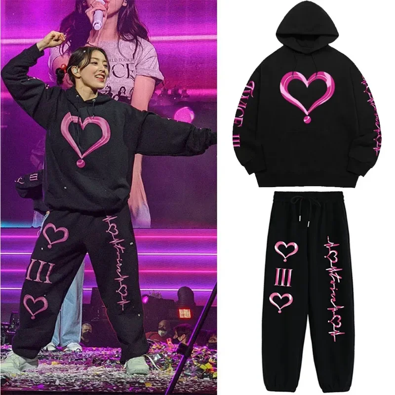 KPOP Twice 4th World Tour Women's Sportswear Sets Casual Tracksuit Two Piece Set Hoodie and Sweatpants Sweat Suit Female Outifit