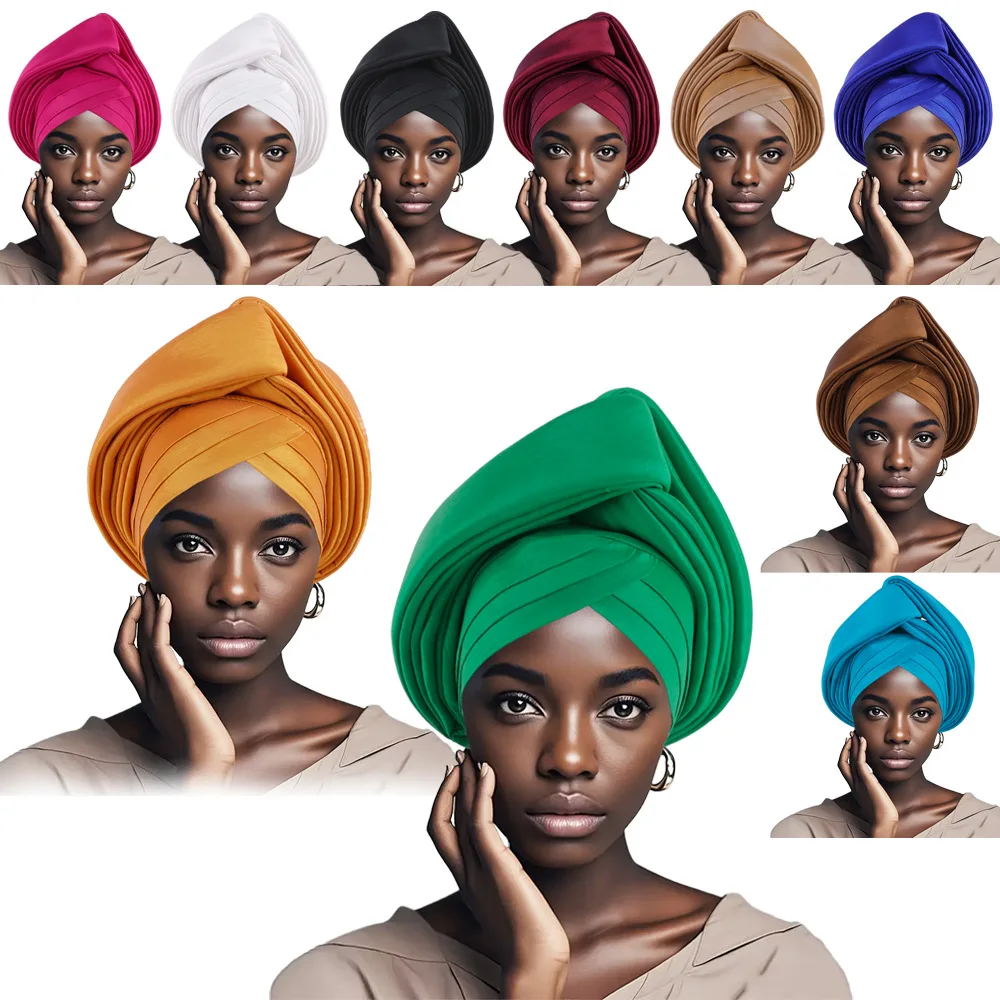 African Auto Gele Headtie Aso Oke Nigeria Wedding Party Headscarf Turban Cap Hijab Bonnet Muslim Hat Women Already Made Headgear