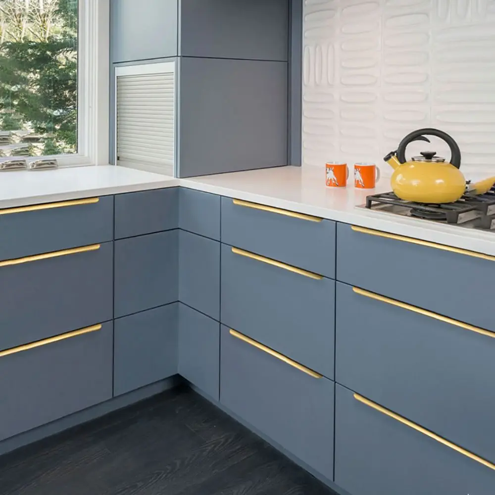 Space Aluminum Hidden Cabinet Handle Black/gold/grey Multiple Sizes Arc Door Handle Easy To Install Double Hole