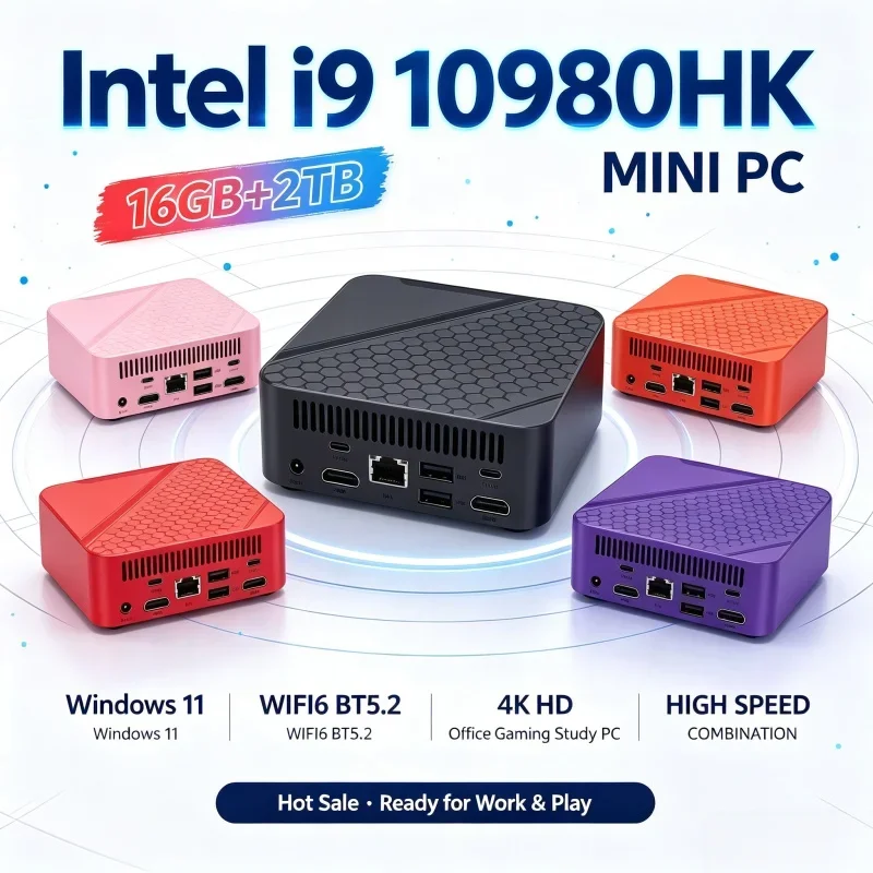 Mini PC Intel I9‑10980HK Processor 16GB RAM 1TB / 2TB SSD WiFi‑6 Windows 11 Home‑Use High Load Gaming Desktop Computer
