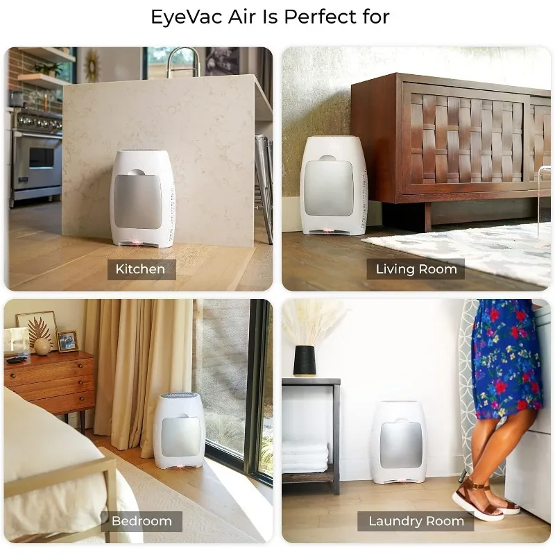 EyeVac Air 2-in-1 HEPA 공기 청정기 및 터치리스 진공 자동 쓰레받기 - 600평방피트 - 1000와트(흰색/흰색)