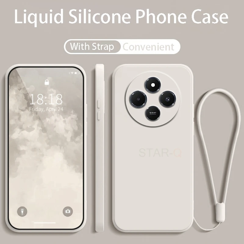 PocoC75 PocoC65 الأصلي حزام السائل سيليكون جراب هاتف ل Xiaomi Poco C75 C71 C65 C61 C55 C51C50 C40 الحبل الغطاء الخلفي C 75 #4