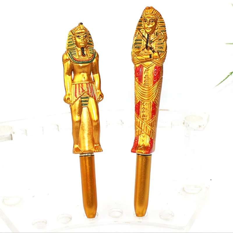 1Pc Nieuwigheid Creatieve Egyptische Farao Blauwe Inkt Balpen Hot Stamping Mummie Schrijven Balpen 2023 Nieuwjaarsgeschenken