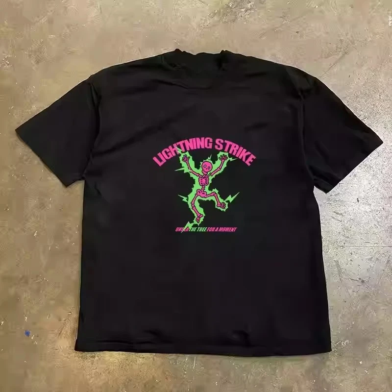 

2025 Summer Trend Brand Men's Women's T Shirt Skull Print Cotton Round Neck Short Sleeve Harajuku Style Casual Street T Shirt