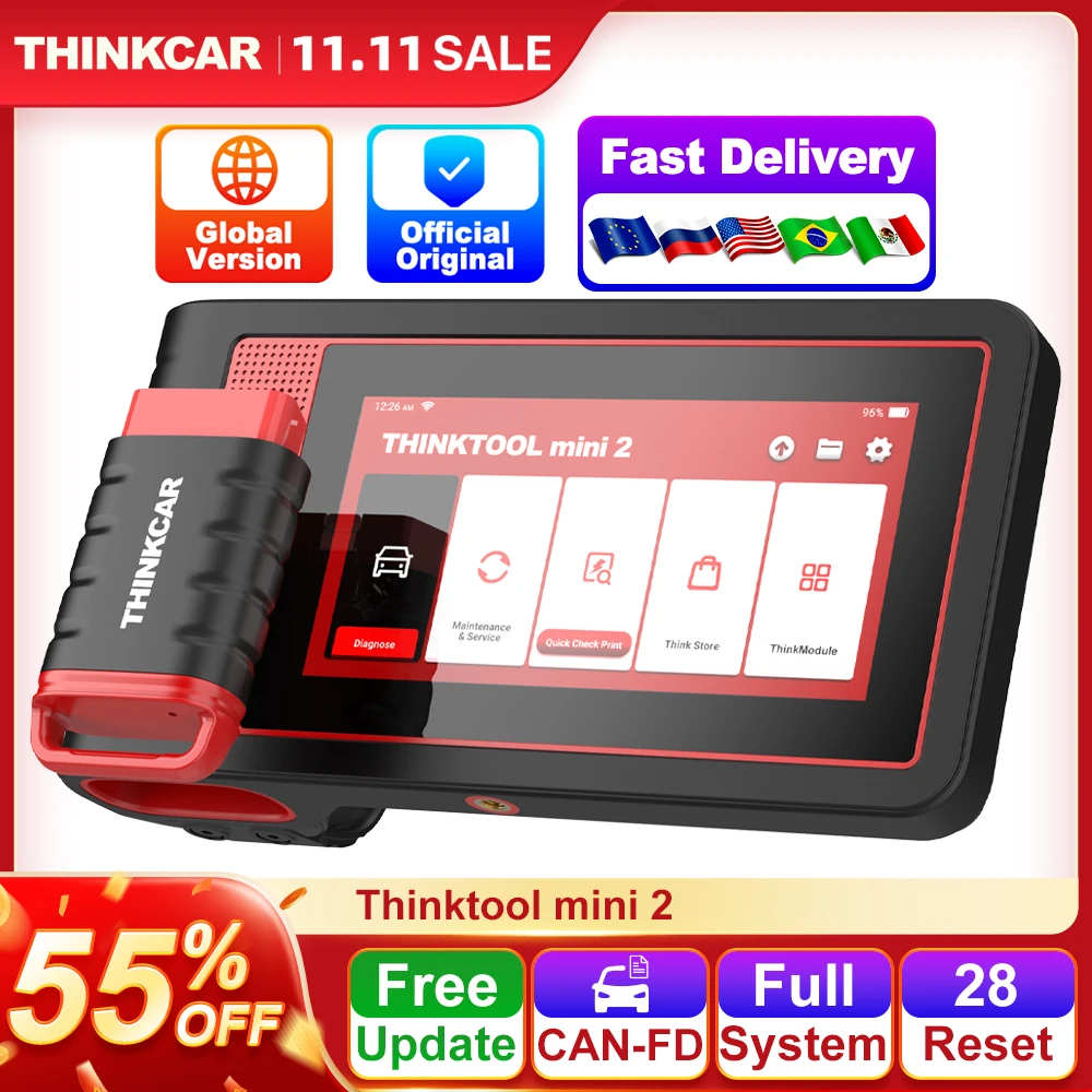 THINKCAR-herramienta de diagnóstico de coche THINKTOOL MINI profesional, autoescáner OBD2, sistema completo, lectura de código, 28 reinicio,