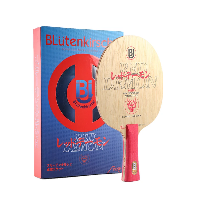 Blutenkirsche Professional Table Tennis Blade RED DEMON,  5+2 Inner Pink Aryl Carbon Force Ping Pong Wood for DIY Rackets