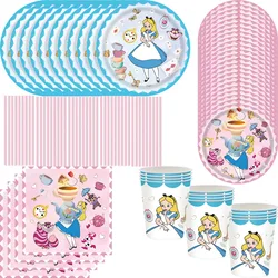 New Disney Alice in Wonderland Birthday Party Decoration  Paper Cup Plate Napkin Tablecloth Cake Topper for Kids Baby shower