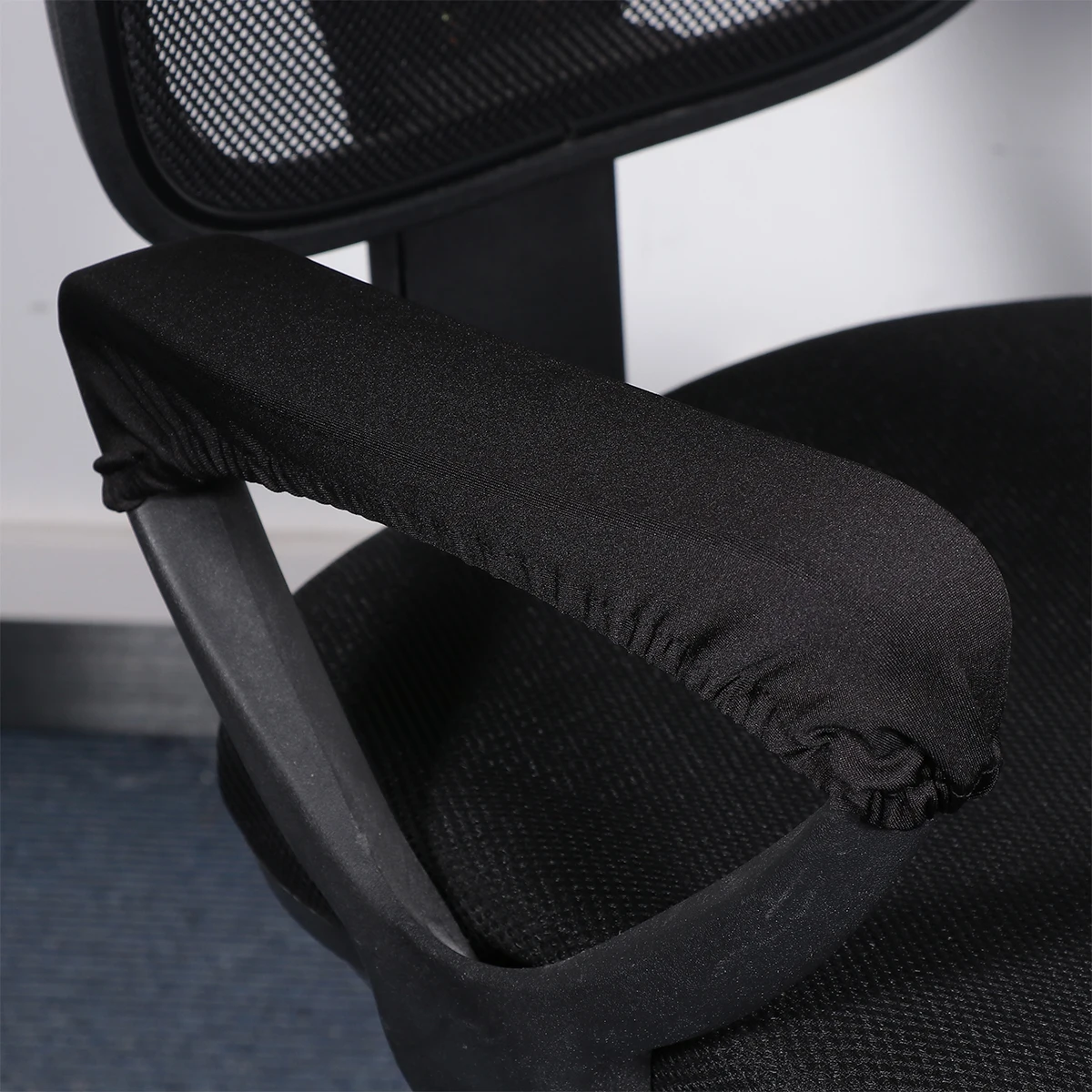 2pcs Black Chair Handle Covers Fabric Armrest Slipcovers Soft Pads Gaming Office Recliner Elastic Dustproof Comfortable Cover