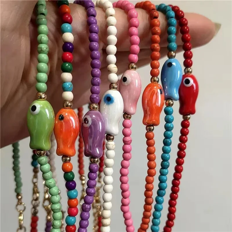Pendant Necklace Ceramic Ceramic Fish Necklace Bohemian Fish Jewelry Artificial Charming Fish Pendant For Party Beach Outing
