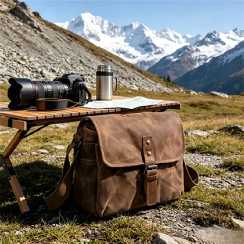Vintage Style Waxed Canvas Camera Bag Waterproof Shoulder Messenger Bag For DSLR Cameras Outdoor Travel Photography Case