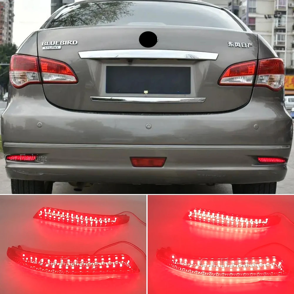 2PCS LED Car Rear Bumper Reflector Light Brake Backup Stop Tail Fog Lamp For Nissan Almera Bluebird Sylphy 2009 2010 2011