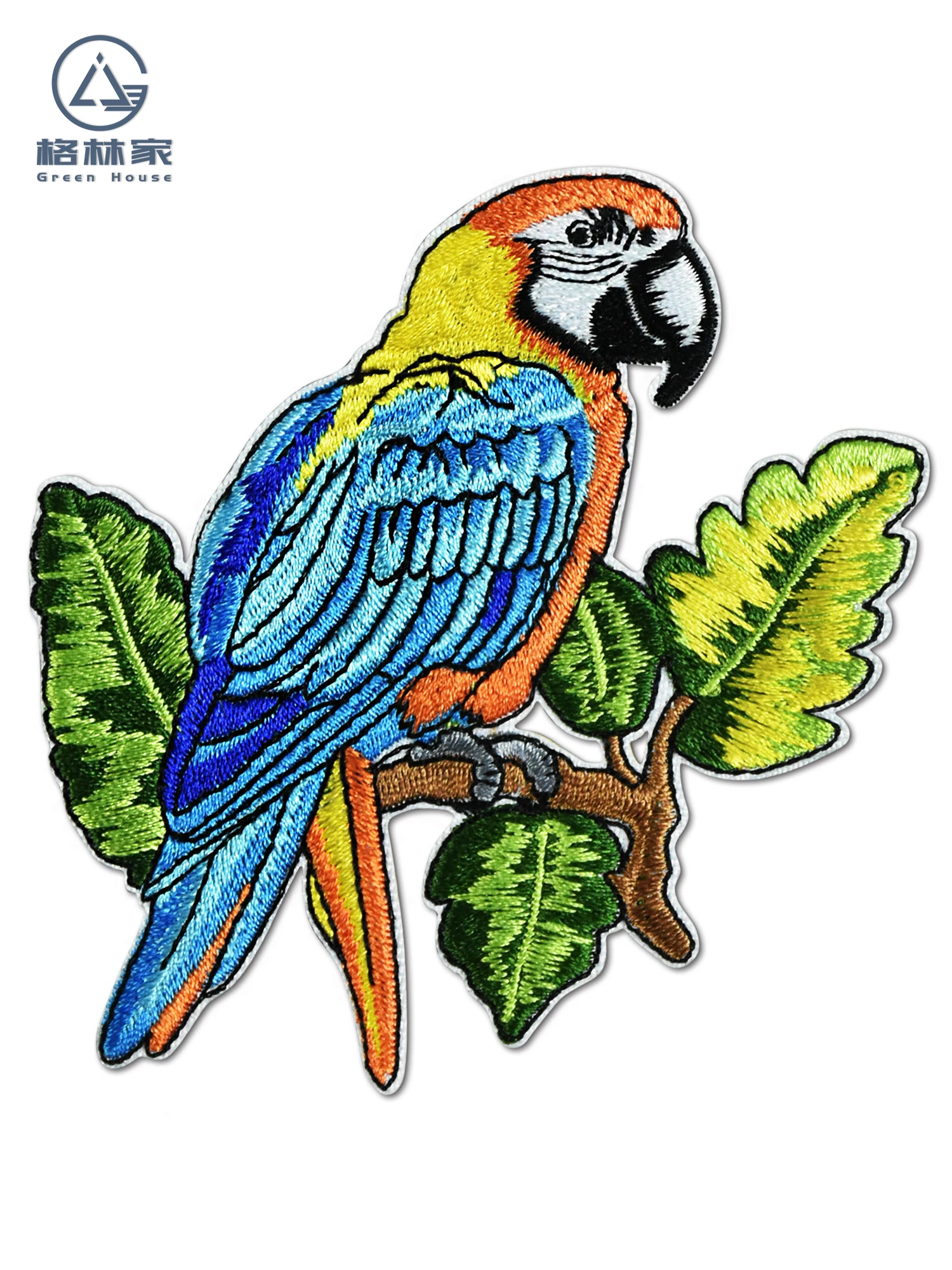 Ara Macao Parrot Embroidery Patches Sewing Accessories Iron on Nature Beautiful Animal Parrot Emblem for Clothes Jacket Bags DIY