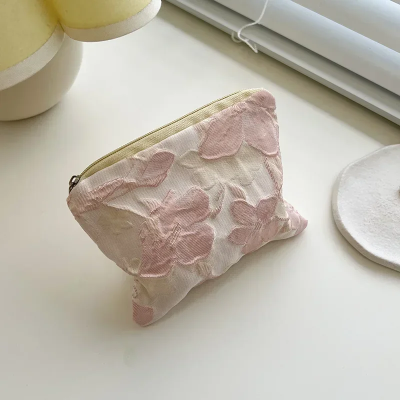 Lady Cotton Travel Makeup Storage Bag Pouch Mini Small Zipper Coin Purse Women Cute Floral Clutch Purse Lipstick Bag Key Wallet