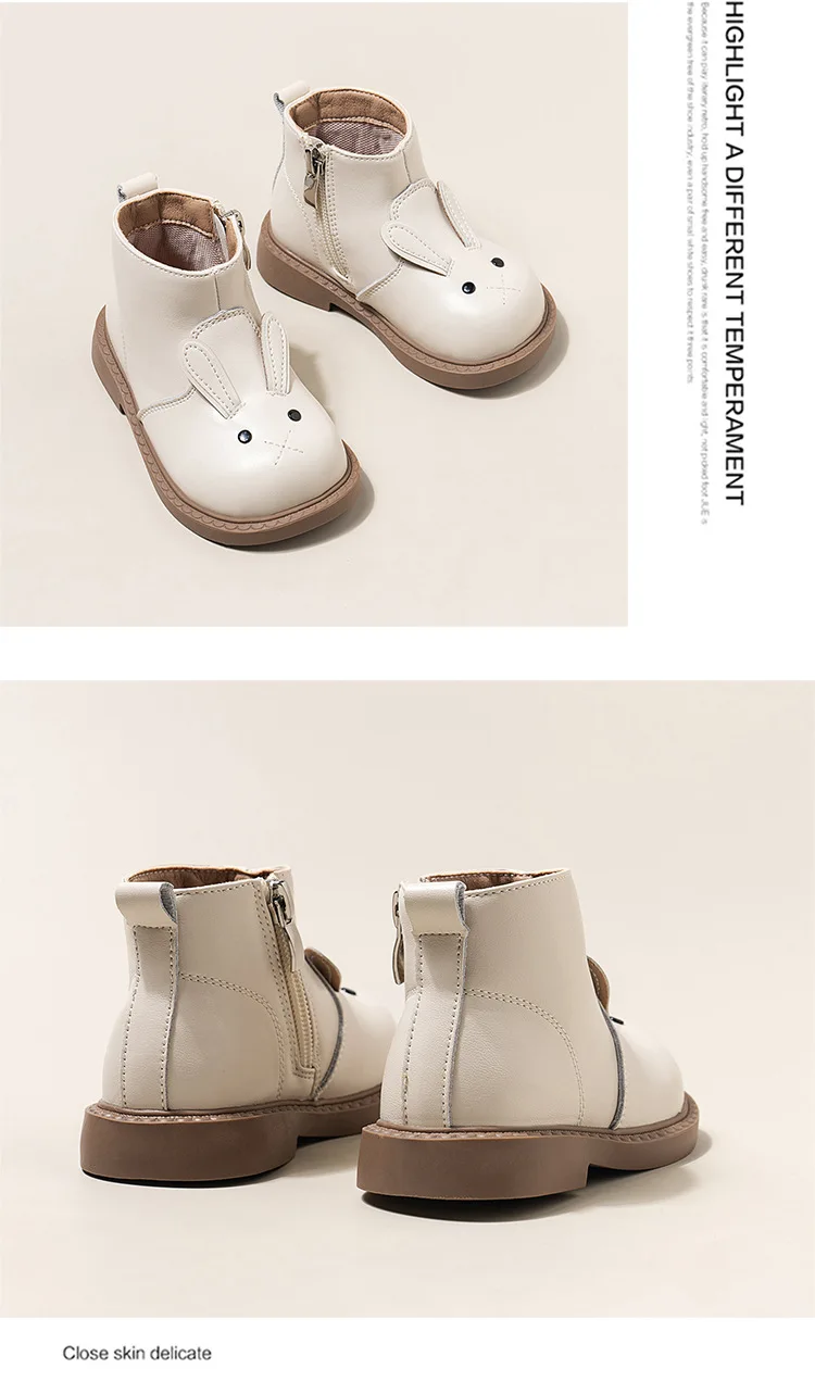 206 Cartoon-Kaninchen-Baby-Stiefeletten für Mädchen im England-Stil, niedliche Hasen-Winterstiefel mit niedrigem Absatz für Kinder und Mädchen – Detail 20