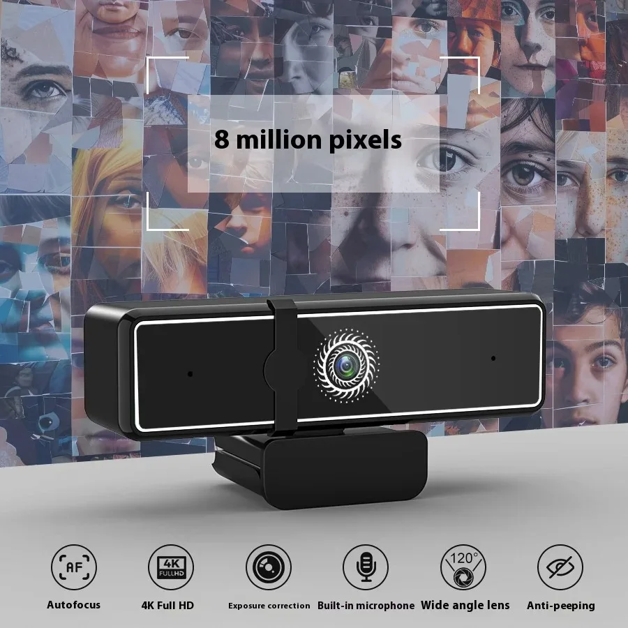 4K Pro Full HD Webcam 4000x3000 Kantoorvergadering Live Camera voor PC Laptop Telefoon Desktop Mini Webcam Gratis geschenk Intrekbare standaard