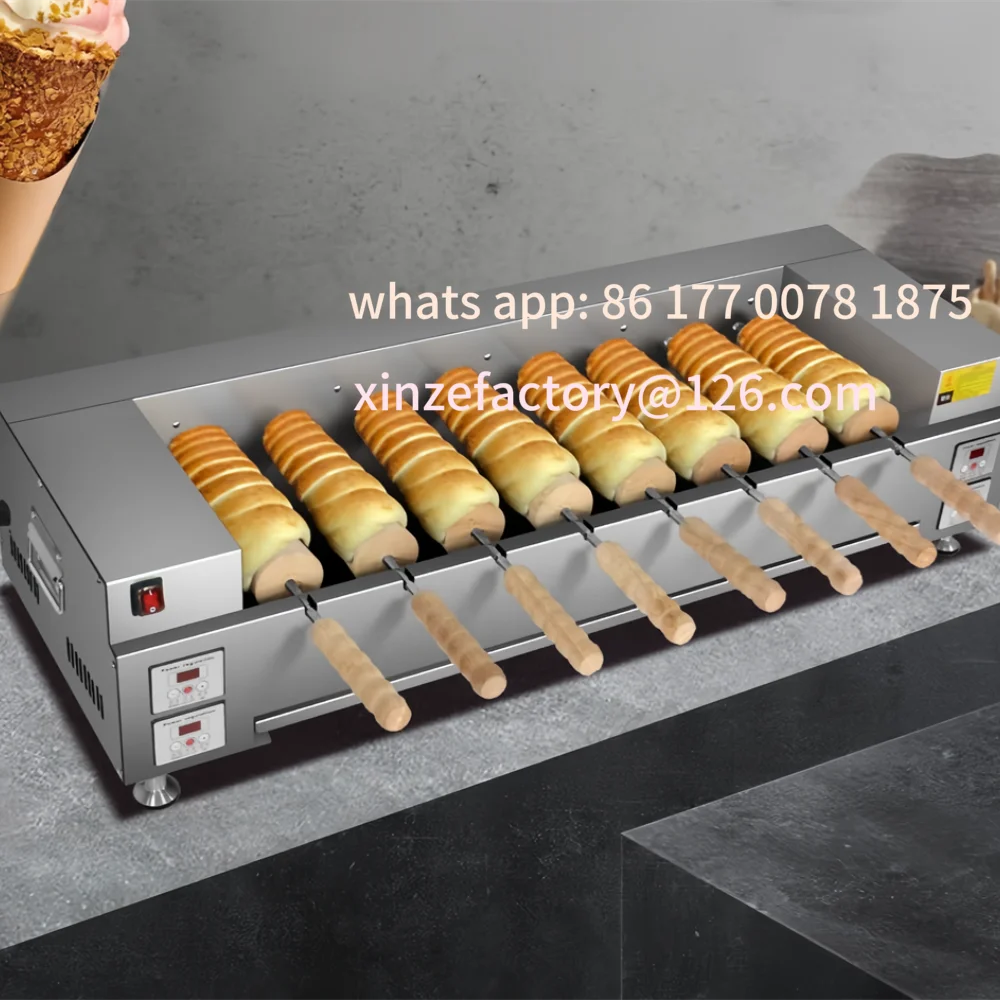 Customizable with 8 Roller Electric Hungarian Chimney Cake Maker Chimney Cake Rolls Grill Oven Machine Waffle Maker Bread Roll