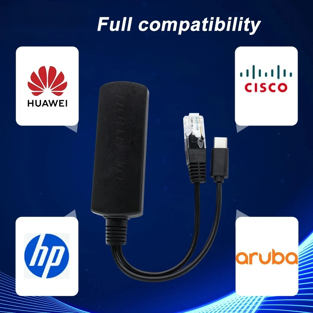 2026 POE Splitter 10/100/1000Mbps Type-C IEEE802.3af DC44-57V إلى 5V 3A مصدر طاقة لكاميرا IP نقطة وصول لاسلكية أو جهاز غير POE #2