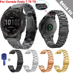 20 22 26mm Stainless Steel Strap For Garmin Fenix 7 7S 7X 6 6X Pro 5 5X Plus 3HR Watch Wrist Band QuickFit Metal Bracelet Correa