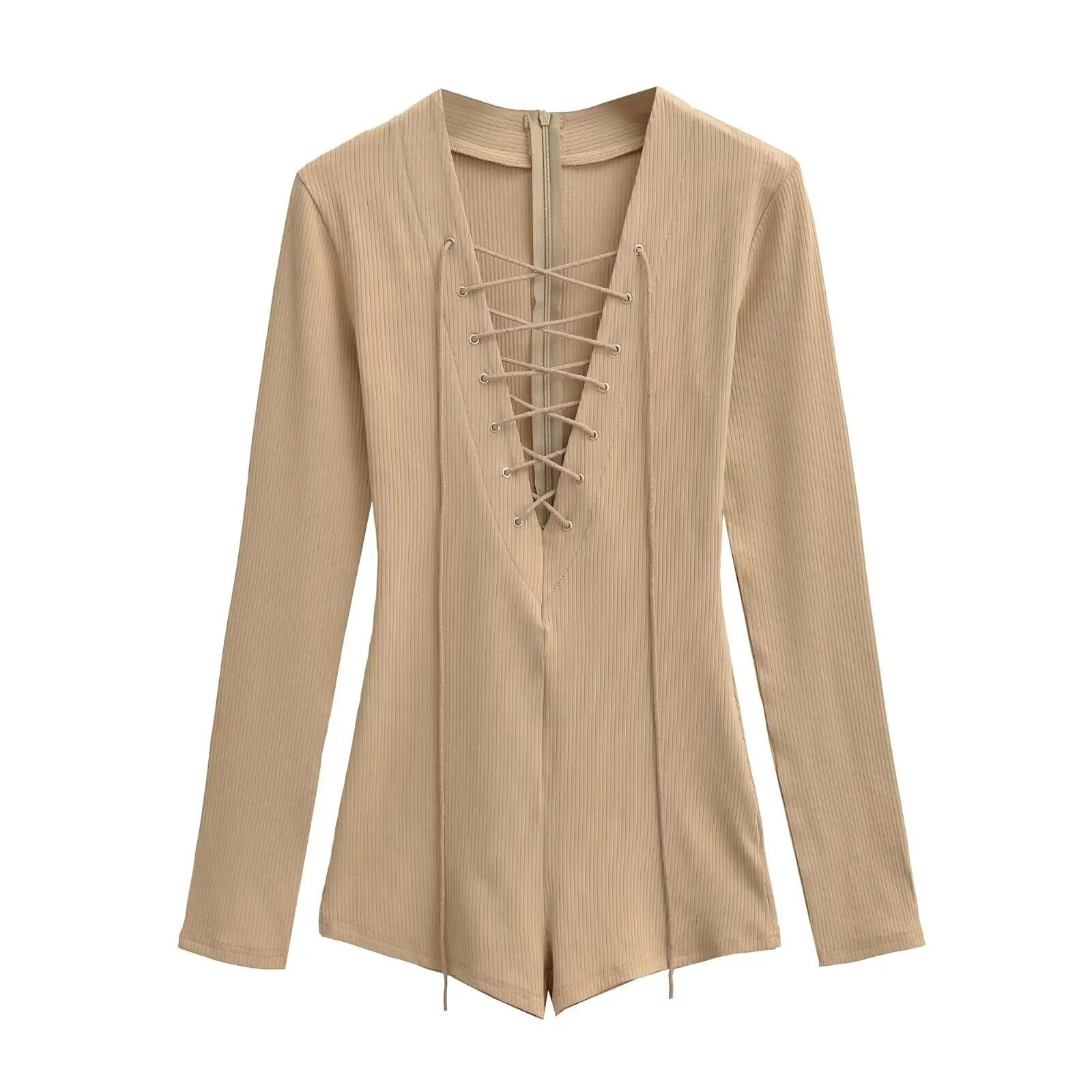 Seksowny amerykański kombinezon damski z długim rękawem, spodnie z wysokim stanem, odzież wewnętrzna i zewnętrzna, jesień, moda, dojazdy do pracy, proste...