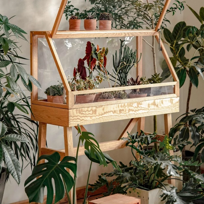 

Wooden flower shelf indoor living room floor-to-ceiling simple modern balcony succulent shelf