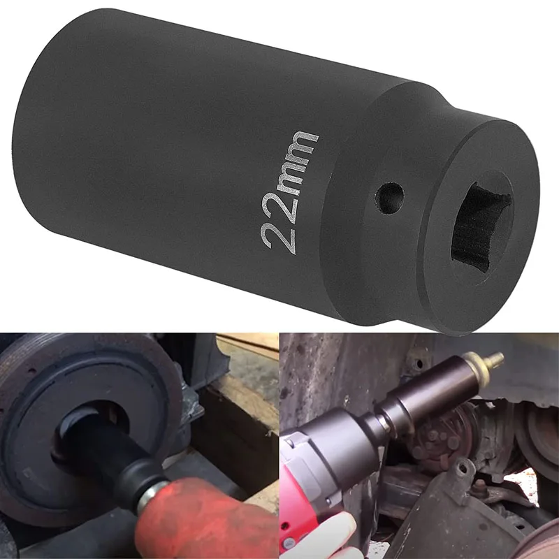 77110 Harmonic Balancer Socket 22mm Crank Bolt Socket Heavy-Duty Impact Sockets Tool 3 Times Momentum Power-Alloy Steel