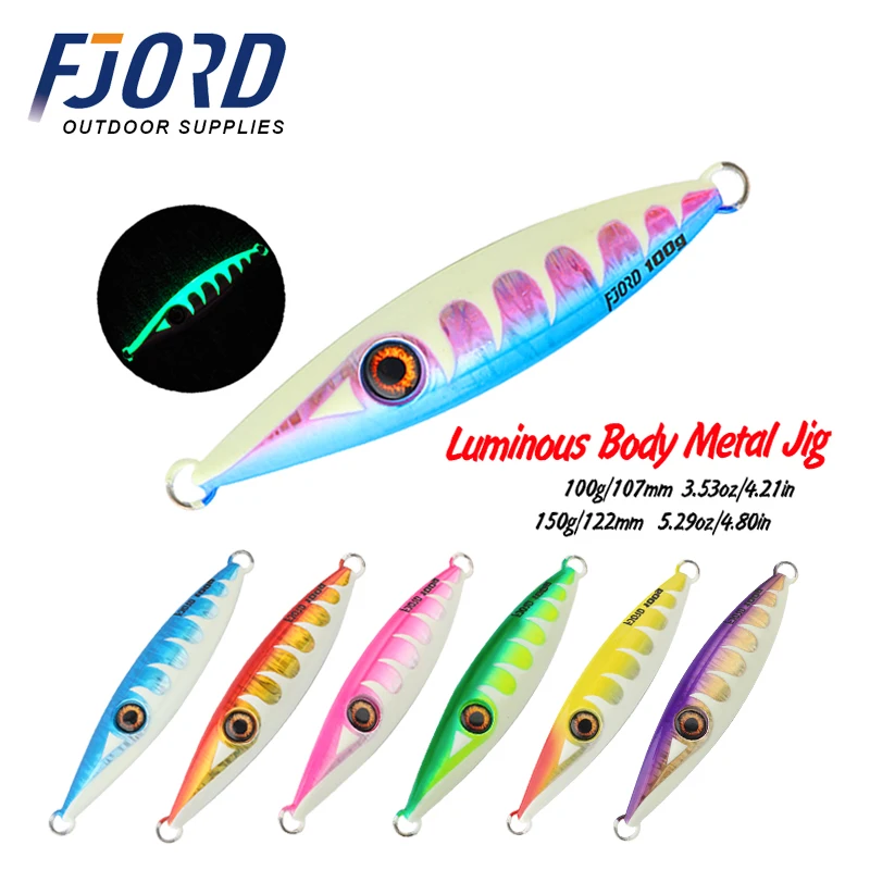 FJORD 100g 150g metalowe jigowe łyżki przynęta wędkarska głębinowe powolne tonące blask świecące twarde przynęty sztuczna przynęta akcesoria wędkarskie